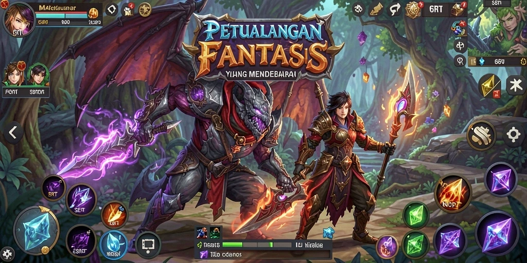 Tangkapan layar utama 6RT menampilkan karakter dalam pertempuran epik.