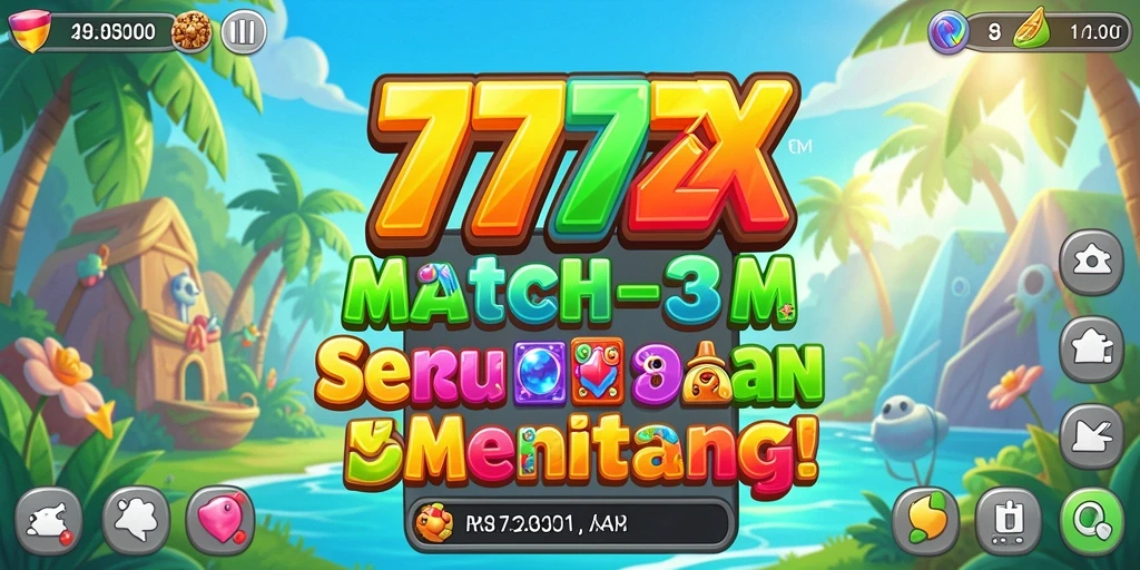 Tampilan gameplay seru Match-3 dari 777ZX dengan banyak level menantang.