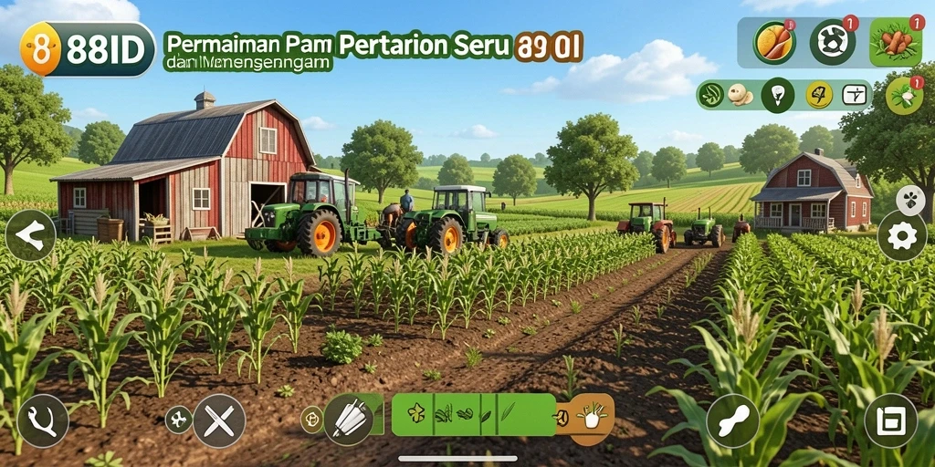 Tampilan menarik dari gameplay 88ID saat bertani dan merawat hewan.