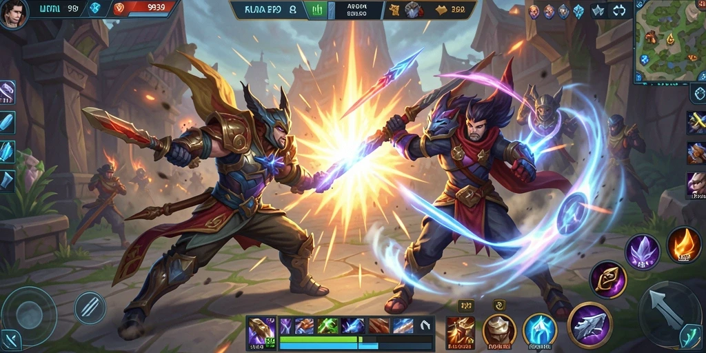 Tampilan gameplay seru dan strategi di arena MOBA.