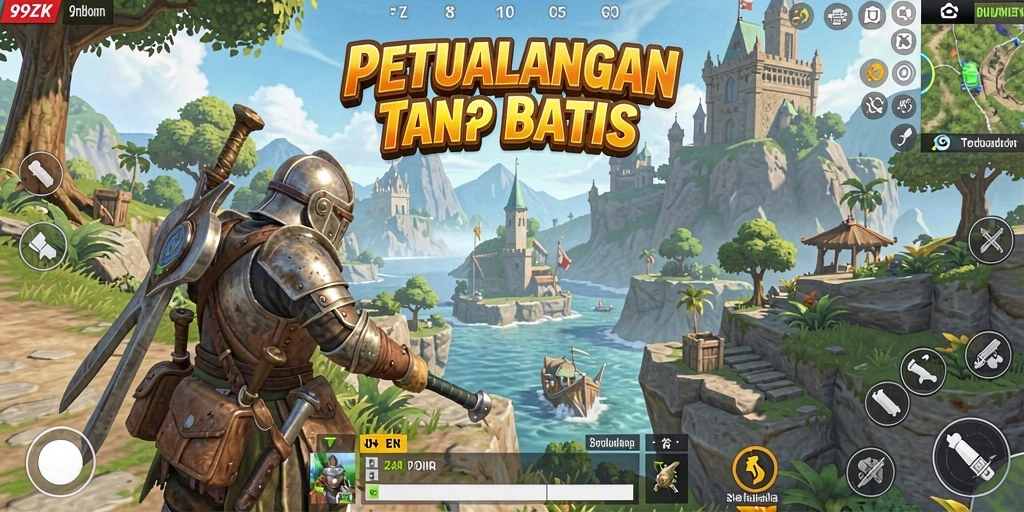 Screenshot 99ZK menunjukkan pemain menjelajahi dunia terbuka yang penuh warna.
