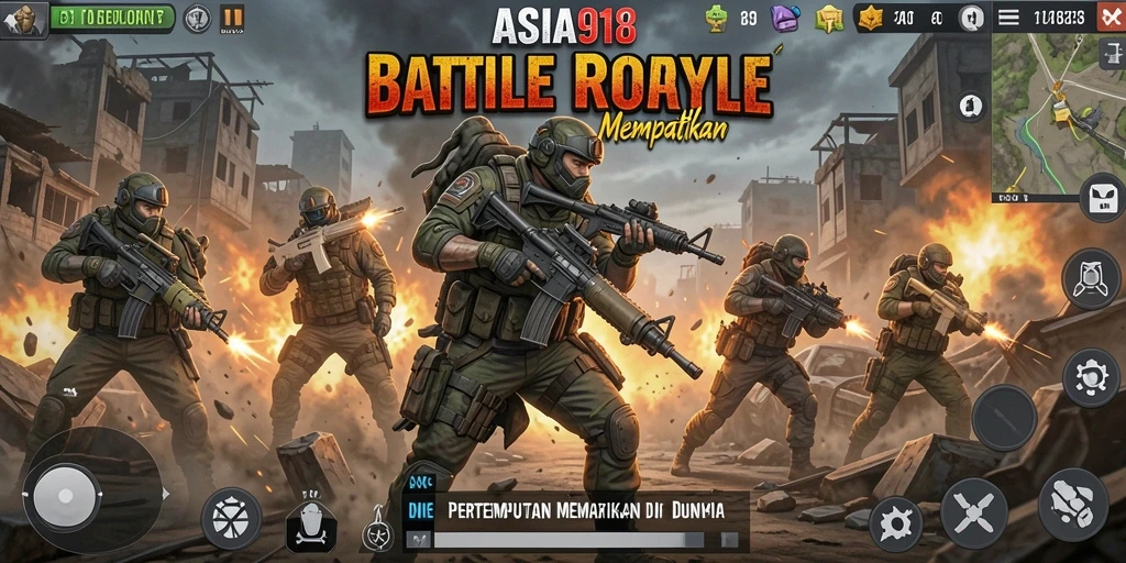 Gameplay ASIA918 yang mendebarkan dalam aksi pertempuran Battle Royale.