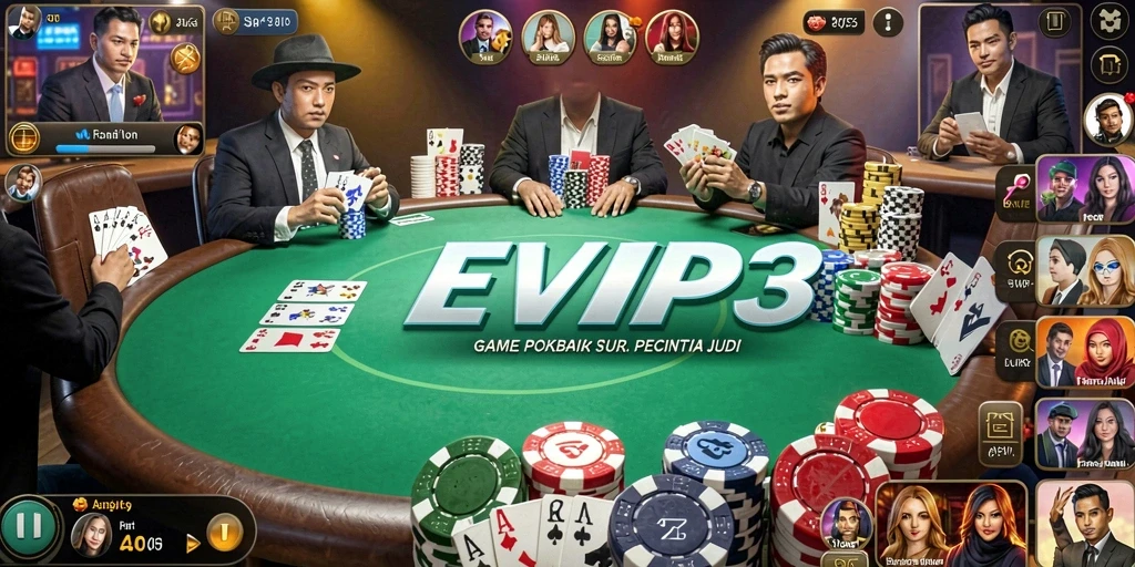 Tampilan seru gameplay poker di EVIP3.