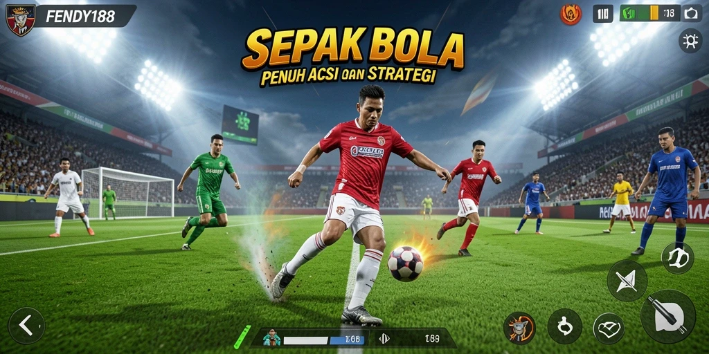 Screenshot FENDY188 menampilkan aksi bermain sepak bola yang intens dan menegangkan.