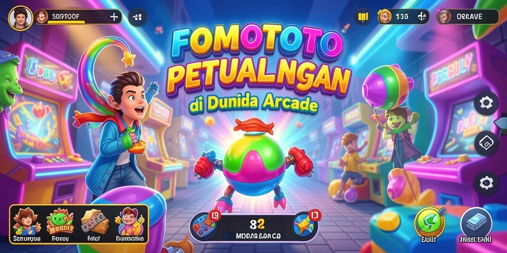 Tampilan gameplay FOMOTOTO yang penuh aksi dan warna-warni.