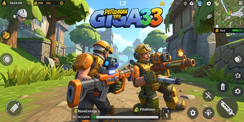 Tampilan gameplay GIGA33 yang menegangkan dengan pertempuran seru.
