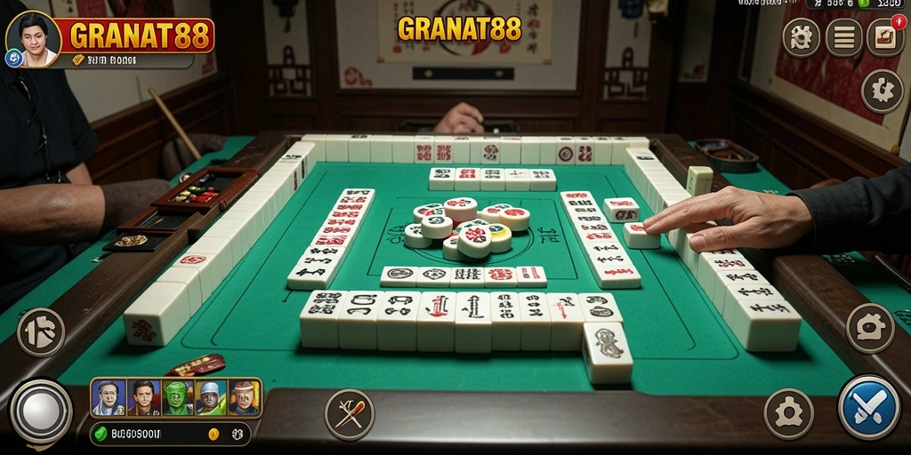 Screenshot gameplay GRANAT88 menampilkan aksi permainan Mahjong yang seru.