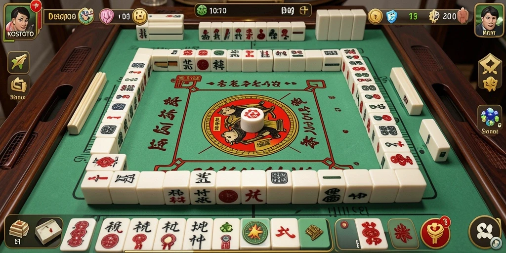 Tampilan gameplay KOSTOTO dengan ubin Mahjong yang menarik.