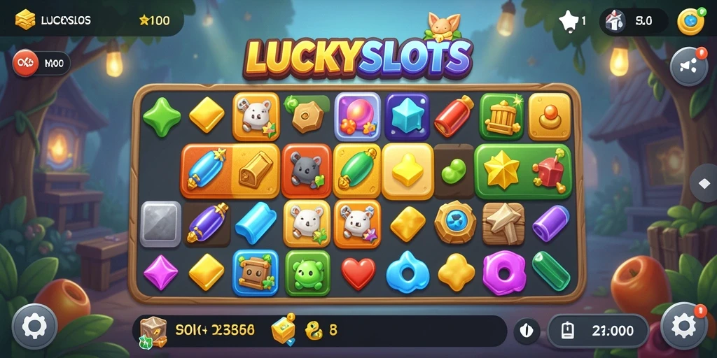 Tampilan gameplay LUCKYSLOTS dengan grafik cerah dan menantang.