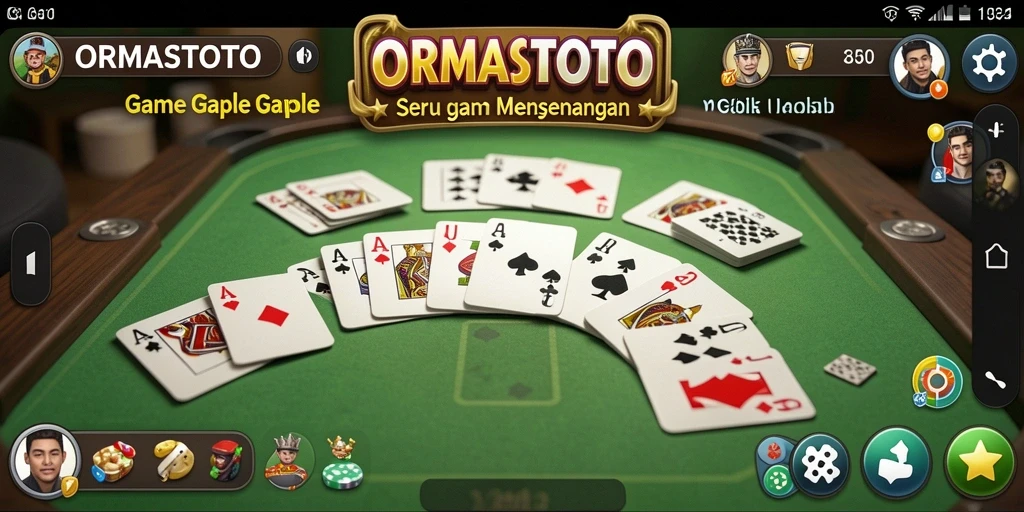 Tampilan gameplay Gaple seru di ORMASTOTO dengan antarmuka menarik.
