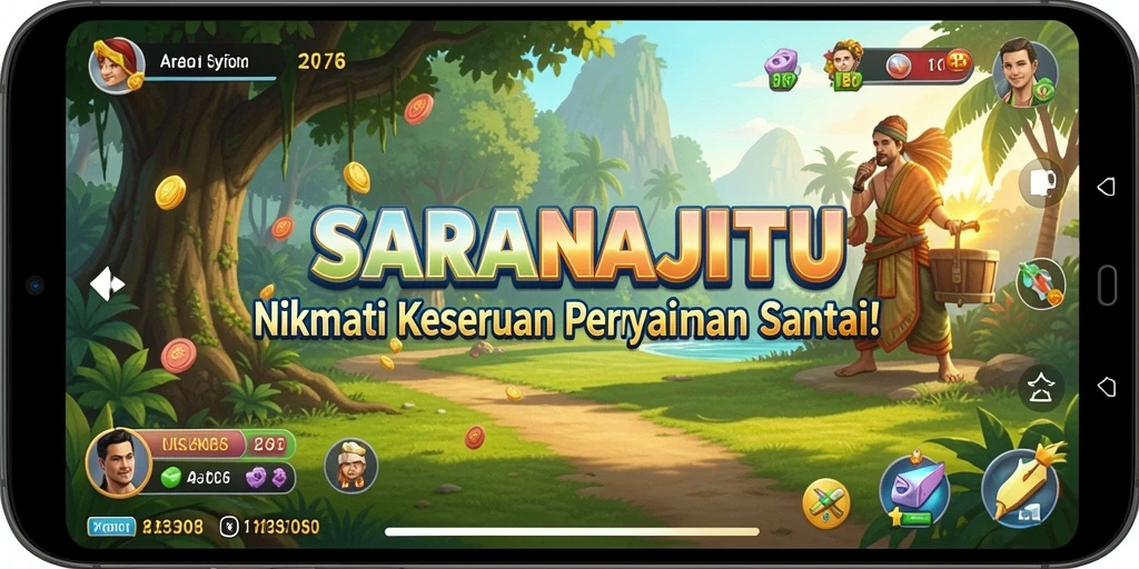Tampilan gameplay SARANAJITU yang penuh warna dan menarik.