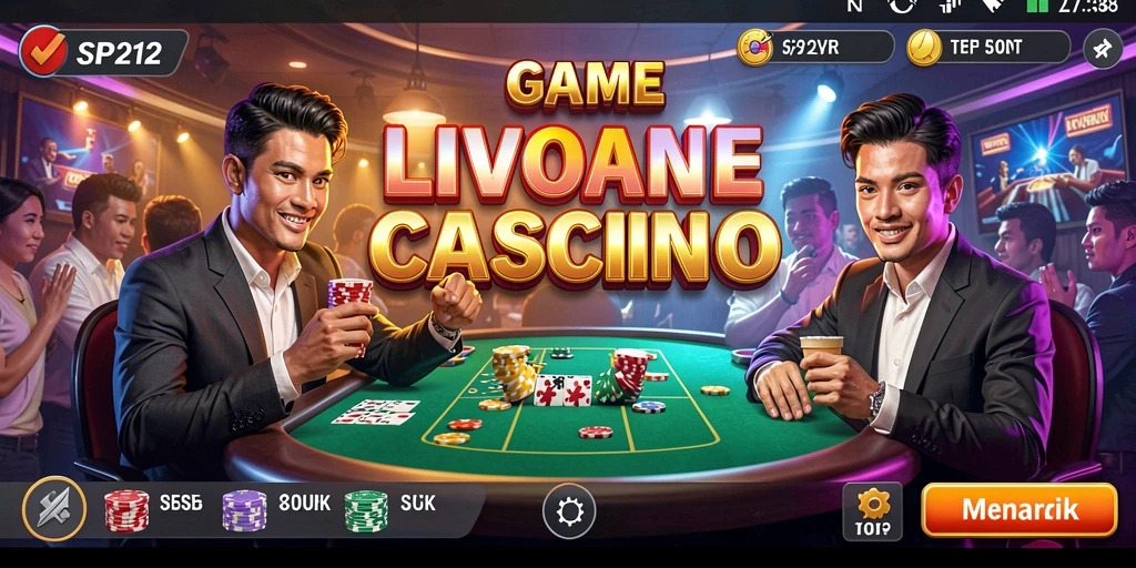 Screenshot gameplay SP212 menampilkan dealer profesional di meja Live Casino.