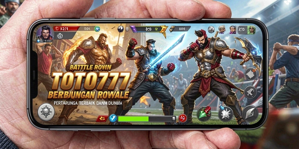 Tangkapan layar menunjukkan aksi seru di TOTO777 selama pertandingan Battle Royale.