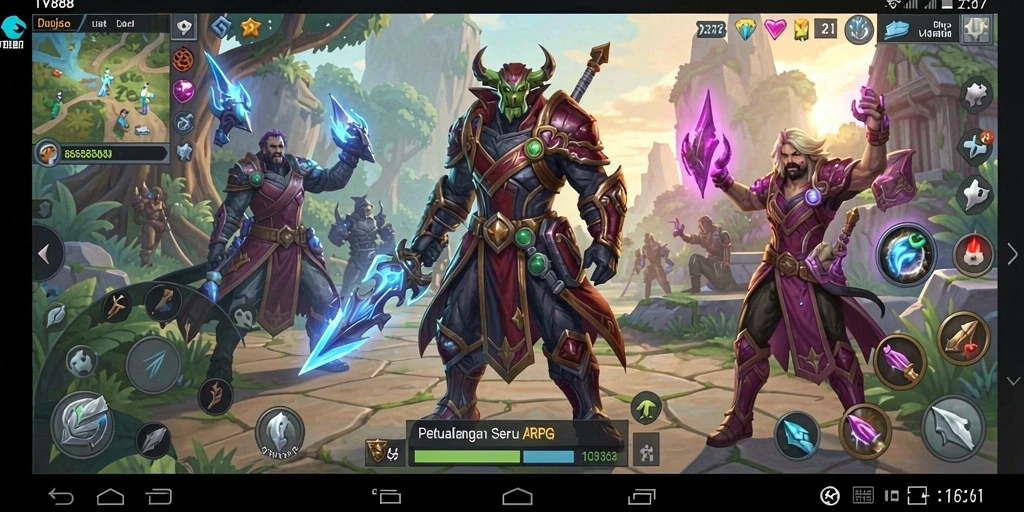 Screenshot utama TV888 menampilkan aksi pertarungan dalam dunia ARPG yang epik.