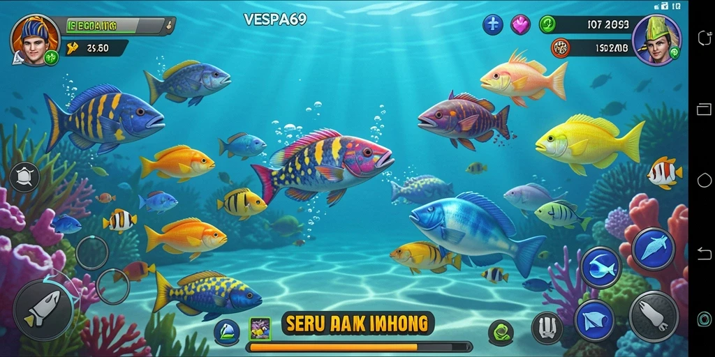 Tampilan gameplay VESPA69 yang penuh aksi Tembak Ikan.