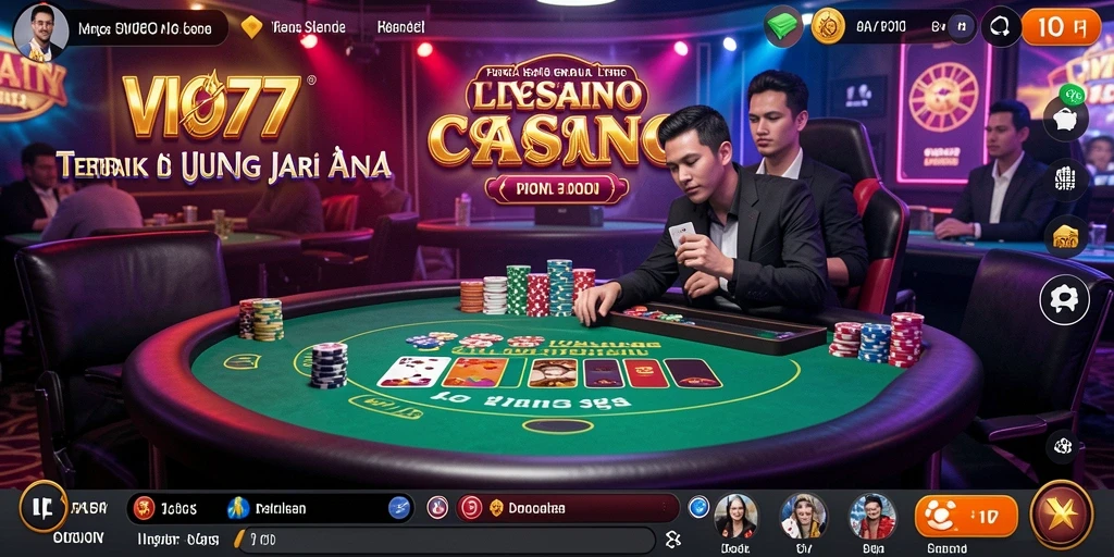 Screenshot gameplay VIO77 menampilkan dealer profesional dan suasana yang mendebarkan.