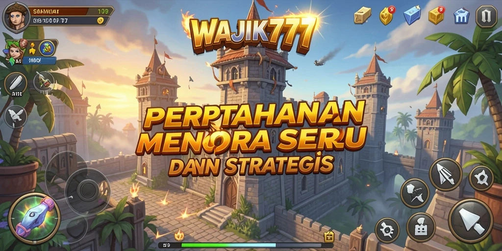Tampilan gameplay seru WAJIK777 di dunia Tower Defense.