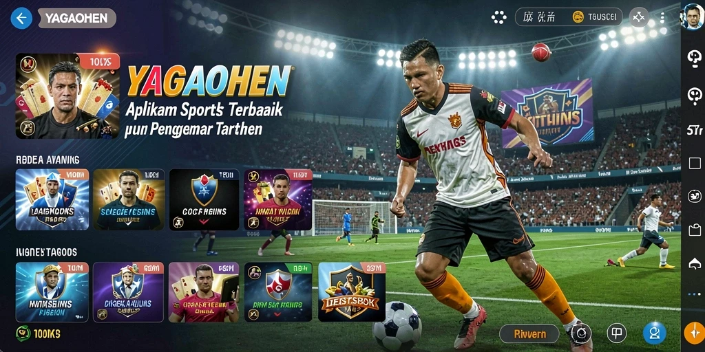 Tampilan antarmuka pengguna YAGAOHEN dengan fitur taruhan olahraga.